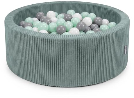 KiddyMoon Piscina para Bebé Y Niño, 90 X 30 Cm con 200 Bolas, Piscina Infantil De Espuma Suave, Funda Acanalada Lavable, para Juegos En Casa