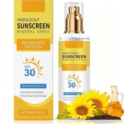 Scalp & Hair Sunscreen Spray, Lightweight Non-Greasy UV Protection, Prevents Color Fade & Dryness, Sun Cream for Hiking, Beach, Running, 100ML