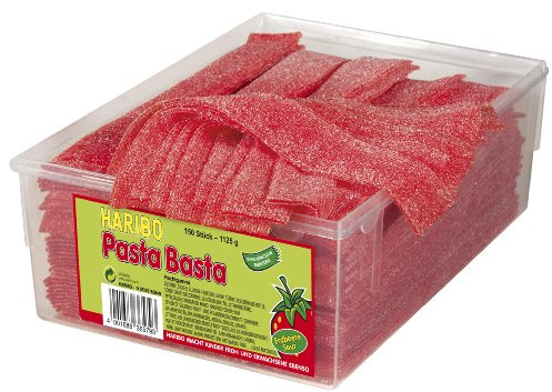 Haribo Pasta Basta Sour Strawberry 150 Pieces in Box 1125 gram