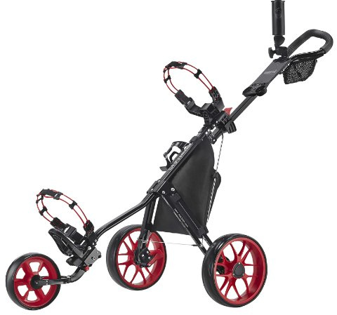 Caddytek Caddylite Superlite 3 Wheel Golf Push Cart, Carrello Unisex, Nero/Rosso, Taglia Unica