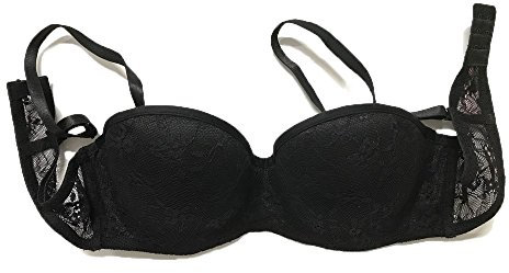 Reggiseno Push Up Fascia in Pizzo Imbottita con Interno in Silicone Love and Bra Modello Claudia (3, Nero)