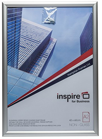 Hampton Frames | SNAP Poster Certificate Photo Display Frame SNAPA2S | A2 Size 42x59cm, Silver, Non-Glass | Front Loading, Break Resistant | Easy Change, Secure Wall Mount