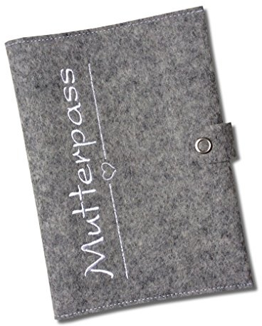 Goldi-Design Mutterpasshülle Mutterpass Schutzhülle - Schlicht - 2 Innenfächer - Druckknopfverschluss mit Logo - grau meliert