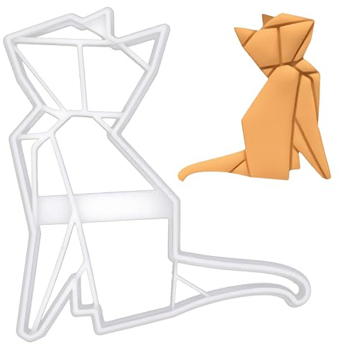 BAKERLOGY Origami Cat Cookie Cutter - Detailed Biscuit Cutter Design for Baking and Crafts, Ideal on Fondant, Dough, Clay