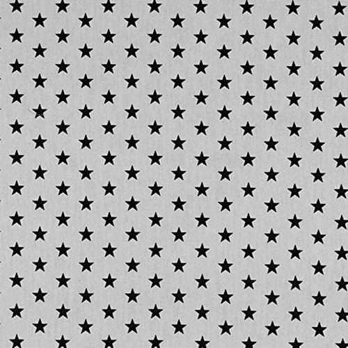 Baumwollstoff Sterne Schwarz auf Weiß – Stoff Meterware 150 cm breit, weicher Baumwollstoff für Kinder, Weihnachten & Deko, pflegeleicht, ideal zum Nähen von Kleidung, Bettwäsche, Vorhängen & Kissen