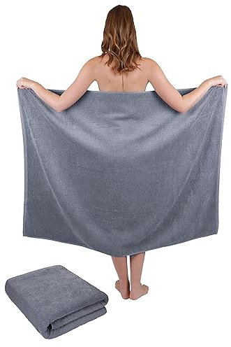 Betz 2 Stück Badetuch groß XXL Größe 100 x 140 cm Badetücher Saunatuch Set Dresden 100% Baumwolle Farbe anthrazit