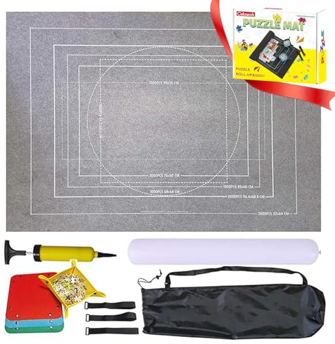 Tapis Puzzle Rouleau Feutre, Rangement Portable Pour Puzzles Jusqu'à 3000 Pièces, Sac de Voyage (3000PCS, Gris)