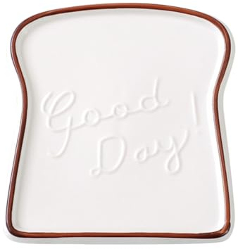 Lurrose Toast Plate Porcelain Bread Shaped Plate Ceramic for Bread Salad and Dessert Microwave and Dishwasher Safe 6.97 X 6.50 X 0.59 in for Kitchen Party Restaurant