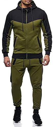 Marin kunglig träningsdräkt för män set hel dragkedja träningsdräkt utomhus jogging män träningsoveraller, Armégrönt, XL