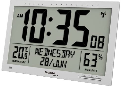 Technoline WS8113 Horloge Murale numérique Moderne Radio-pilotée avec Affichage de la température intérieure et extérieure