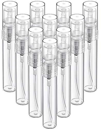 Fandamei Mini Spray Bottle, 10 Pack 5ml Mini Plastic Spray Bottle Empty, Fine Mist Refillable Mini Perfume Bottle, Perfume Atomizer, Small Sample Containers, Plastic Portable Travel Bottle, Clear