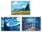 Piy Painting Juego de 3 Cuadro sobre Lienzo Noche Estrellada Reproducción de la Famosa Pintura al óleo Campo de Trigo con ciprés Paisaje Lienzos Decorativos para hogar Oficina Galería Regalo 40x30cm