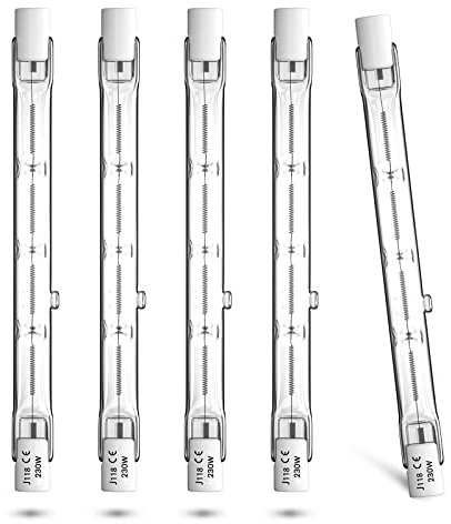 Bonlux Dimmbar 230W R7S Halogenlampe 118MM Halogen Leuchtmittel Warmweiß 2800K, J118 Linear Halogenstab Reflektor Flutlicht, Ersatz für 20W LED Leuchtmittel, 5 Stück