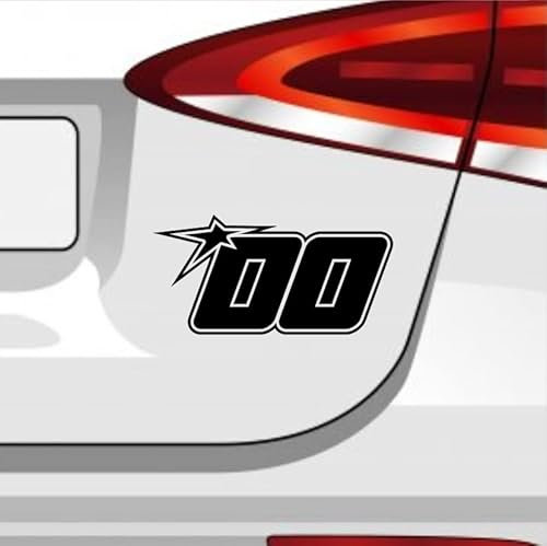 Generisch Startnummer 00 Aufkleber Sticker Auto Zahl MTB Motorrad Rennen Stern Farbe: Neongrün 20x10cm