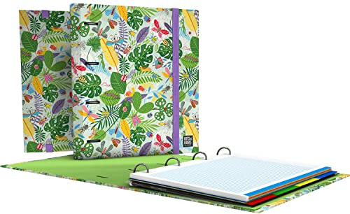 Grafoplás | Classeur 4 anneaux de rechange | A4 | Comprend 100 feuilles quadrillées 5 x 5 | Séparateurs | Enveloppe transparente | Bits&Bobs Pop Up Design | Bugs | Carpebook | FSC