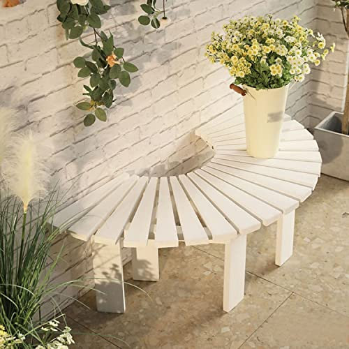 ZMYJTO Gartenbank aus Holz, Außenbänke Wetterfest, Gartenbank Außenbank, halbkreisförmiger Parkbaum, Sitzbank, Baumbank, umlaufende Parkbank, Glatte Oberfläche, für Terrasse, Garten (Color : White)