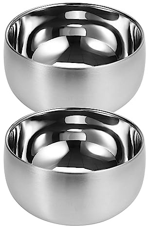 luvtree Edelstahl 316# Doppelwandige Vakuumisolierte Schüssel,Doppelwandige Mehrzweck-Servierschalen für Reis,Rutschfeste Snack Schalen,Leichter Kleinkindnapf.Maximale Kapazität 500 ml. 2 Stück