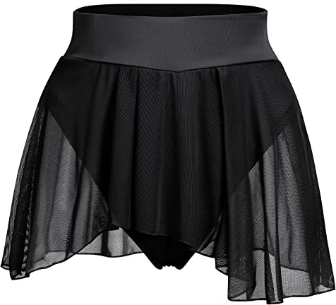 Women's Pole Dance Outfit Rave Shorts Ruffle Panties Skirt Electric Forest Festival Clothes High Waist See Through Mesh Booty Bottoms Hot Pants Swimsuit Cover Up Workout Active Clubwear Black L