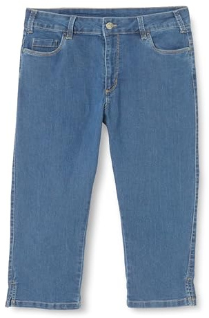 Kaffe Curve Plus-Size Women's Capri Jeans Skinny Fit Midrise Waist Cropped, Medium Blue Washed Denim, 48/más Talla De Las Mujeres