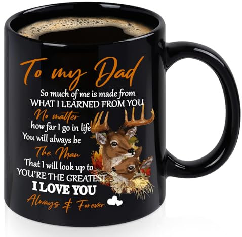 Mewgulfs Dad Deer 330ml Ceramic Mug - I'll Always Be Your Financial Burden - Funny Dad Gifts for Fathers Day, Birthday, Thanksgiving, Christmas