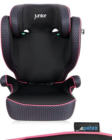 PETEX Auto-Kindersitz mit ISOFIX - Basic Plus i-Size Norm nach ECE R129 für Kinder von ca. 100-150 cm, höhenverstellbarer Kinderautositz in pink, 1 Stück