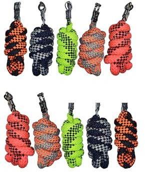Brama West Führstricke Soft & Dick - Überraschungspaket 10 Stück - Anbindestricke für Pferde, Ponys, Shettys - Panikhaken - ca.2m - Bunte Farbmischung - 10 Stück
