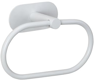 WENKO Turbo-Loc® Handtuchring Orea White matt, Handtuchhalter aus rostfreiem Edelstahl, 20,5 x 12,5 x 7,5 cm, Weiß
