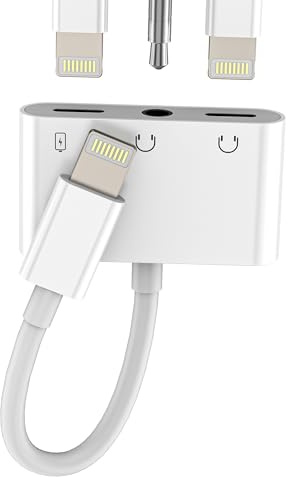 Adattatore per cuffie Lightning (3 in 1) per iPhone Apple MFI Certified AUX, doppio connettore jack e cavo di ricarica, splitter da 3,5 mm, jack per cuffie per iPad Charge Power Connector