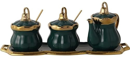Set Zuccheriera Utensili da Cucina Set Di Contenitori Per Condimenti Barattolo Di Spezie In Ceramica Con Coperchio Barattolo Di Condimento Set Zuccheriera Scatola Di Conservazione Delle Spezie Fornitu