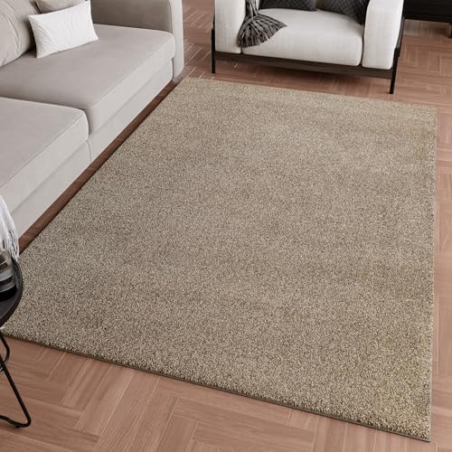 Wecon Home Teppich Wogh, 200 x 200 cm, Sand beige | moderner Kurzflorteppich, Wohlfühlambiente für Wohnzimmer, Schlafzimmer, Esszimmer und mehr, gewebter