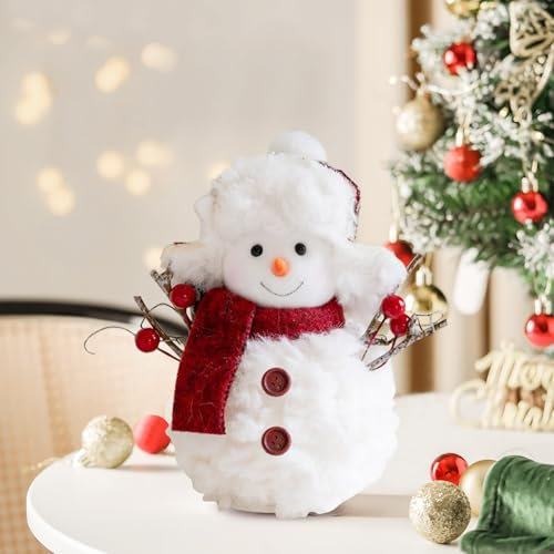 Weihnachtsdeko LED Schneemann Anhänger, 2 Stück Schneemann Deko Led Weihnachtsdeko, Weihnachtsfiguren Klein Winter Deko Weihnachtsdeko Innen, Weihnachten Tischdeko Beleuchtet (C-2STK)