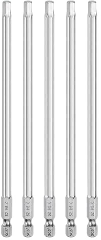 QUARKZMAN 5pz Punte per Cacciavite Chiave Esagonale 5mm (H5) Metrico 1/4 Attacco Esagonali 150mm (6) Punta Magnetica Lunghe Acciaio S2 Punta per Trapano Piatta Grado Industriale per Viti