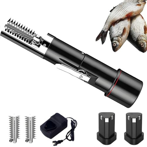 Electric Fish Scaler,Cordless Rechargeable Fish Scale Scraper with Stainless Steel Protective Cover,360° Waterproof Design,for All Types of Fish,Easy Fish Scaling Remover