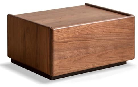 Mesita de noche de madera maciza con cajones de almacenamiento y cómoda de varias capas, color nogal