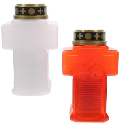 SOLUSTRE 2pezzi Per Cimitero Con Candela Tremolante Decorazioni Per Commemorazioni e Cerimonie Notturne