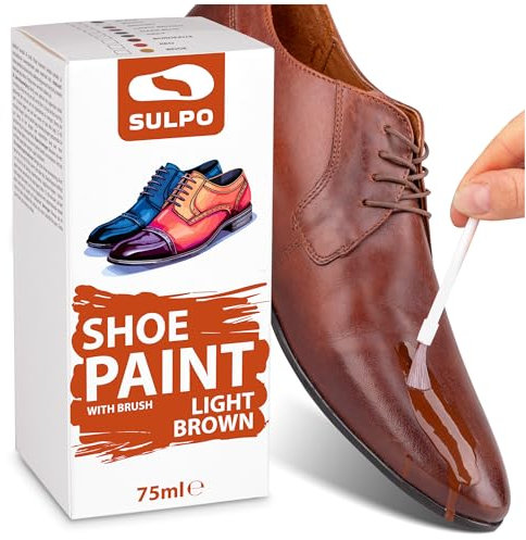 SULPO Schuhfarbe - Lederfarbe Hell Braun 75 ml - Ideal für genarbtes Leder Pflege - Effektive Lederpflege Für Schuhe, Taschen Und Accessoires