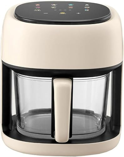 Freidora de aire 4,5 L con ventana de vidrio 360°, sin aceite, multifunción, control de temperatura, 1350 W, compacta para hogar o camping