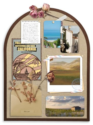 Large Cork Board Alternative, 23.6 x 31.5 Arch Felt Bulletin Board with 20 Wooden Pushpins & Safe Removable Adhesive Tabs, Display Board for School, Home, Office Boho Wall Decor(B-pinse)