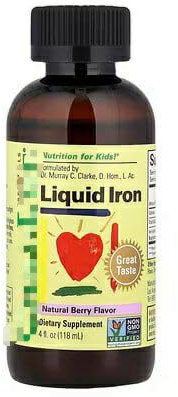Hierro líquido, sin OMG, sin gluten, sabor a bayas, 118 ml