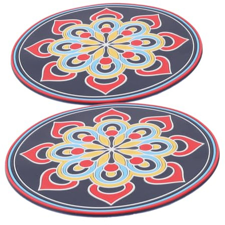 VICASKY 2 Stück Klangschalenkissen Handbestickt Rutschfestes Klangschalen Pad Großes Mandala Motiv Für Meditation Und Yoga