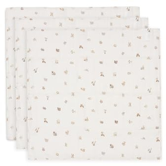 Jollein Musselin Tuch Baby – Animal Friends – 3er Pack – 70x70cm – 100% Baumwolle – Spucktücher Baby – OEKO-TEX Zertifiziert