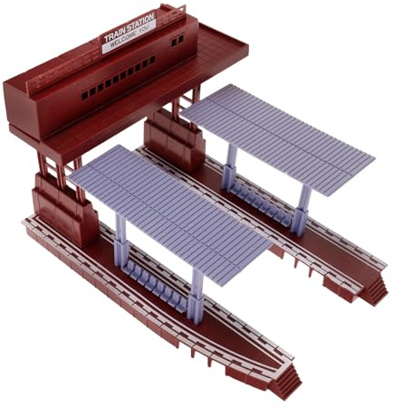 DECHOUS Train Platform Model, Railway Station Platform Simulation Accessory, DIY Pretend Building Set for Educational and Decorative Use
