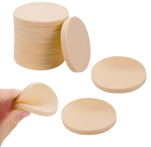 12 Pcs Makeup Sponges Round, Round Latex Sponges, Facial Sponge, Dry Wet Use Foundation Reusable Sponge, Suitable for Cosplay, Foundation, Concealer, Cream, Loose Powder
