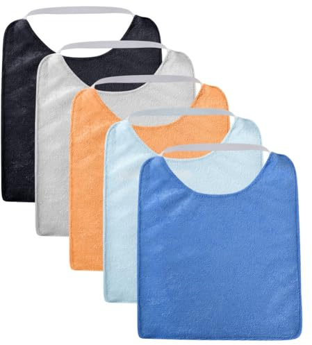 Vicloon Babero Impermeable para Bebé - 5 Piezas con Goma Elástica para Recién Nacidos, Niños Pequeños y Niñas