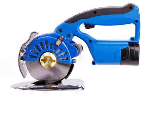 Elektrischer Rollschneider für Stoffe, 100 mm kabelloser Stoffschneider mit 2 x 2500 mAh Akku, 27 mm Schnittstärke und 5 Geschwindigkeitsstufen, elektrische Schere zum Schneiden von Baumwolle