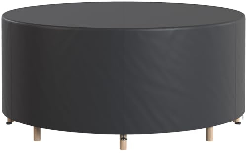 Outsunny Round Garden Furniture Cover Waterproof Dia.214 x 70 cm Black | Round Table Cover, 420D Heavy Duty Oxford, Outdoor Garden Table and Chairs
