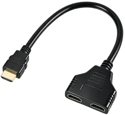 GaxmLou Adaptador Divisor HDMI, Splitter hdmi, 1 Entrada 2 Salidas，Adaptador Macho a 2 Salidas Hembra, Duplicador HUB HDMI de 30cm para Monitores LED, HDTV, Proyectores, Consolas y PCs