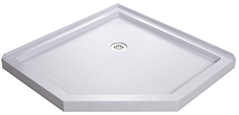 DreamLine SlimLine 38 in. D x 38 in. W x 2 3/4 in. H Corner Drain Neo-Angle Shower Base in White, DLT-2038380