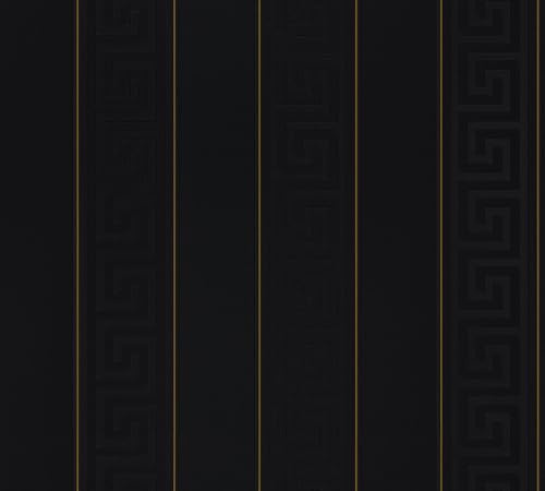Tapete Greek - schwarz - goldfarben - fein strukturiert - glatt, VERSACE Home