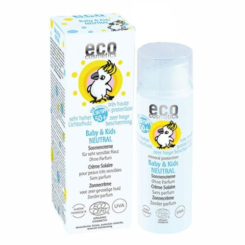 Eco Cosmetics Baby & Kids Sonnencreme LSF 50+ Neutral - 50 ml, Zertifizierte Naturkosmetik, Rezeptur ohne Mikroplastik, Für Gesicht und Körper